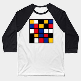 Mondrian Inspired Geometric Abstract Acrylic Painting IV Baseball T-Shirt